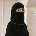 Ramadan Luxury Muslim Islam Femee Short Niqab Shimmer Rhinestone Chiffon Niqab False Cover