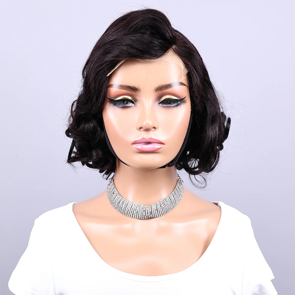 5x5 Short Egg Curly Bob 10 Inch Brazilian Hair Lace Front Closure Wig Glueless Lace for Black Women