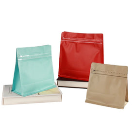 Wholesale Flat Bottom Kraft Paper Packaging Bag for Coffee Beans Octagonal Sealing Zipper Valve Food Food Potato Chips