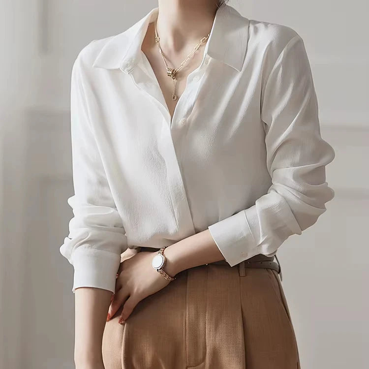 Women's Long-Sleeve Heavyweight Silk Shirt - 25 Momme 100% Mulberry Silk Spring & Summer 2025 New Style High-End Top