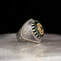 Wholesale 925 Sterling Made Ottoman Style Men's Ring. Rhodium and Gold Bi-color Turkey Model RCEGYT-237 Made in Turkey