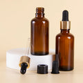 Custom Painted boston Glass Serum Dropper Bottle Brown Cosmetic with Gold Cap