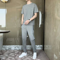 OEM Custom logo Design Printed Casual Sports Suit Men's Loose Large Size Ice Silk Thin Suit Handsome Quick-drying Breathable Set