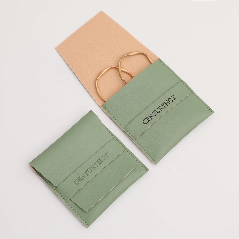 PUPPYSEW PU  Leather Jewelry Pouches Handmade Jewelry Bag Earrings Necklace Bracelet Envelope Pouch With Logo Custom