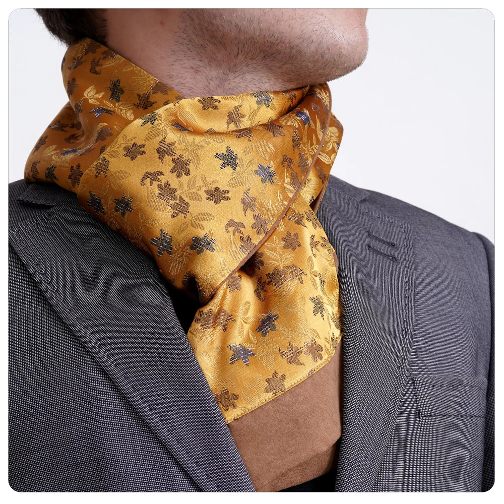 Exve Exclusive Elegant Double-Sided Scarf Gold on Copper Floral Pattern Jacquard Woven Traditional Style Turkey