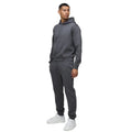 Charcoal Grey Pullover Hoodie and Jogger Pants 2Pcs Custom Soft Fleece Streetwear Outfit with Kangaroo Pocket & Drawstring Waist