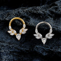 Fine 5A CZ Septum Earrings Flat Earlobe Claw Setting Titanium ASTM F136 16G PVD Gold Piercing Nose Rings Jewelry for Girls