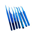 Hot Selling Blue  Eyelash Extension Tweezers Stainless Steel Volume Tweezers 6mm 45 Degree Volume and Isolation Tweezers