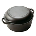 2-in-1 Pre-Seasoned Cast Iron Dutch Oven Pot with Skillet Lid Cooking Pan Cookware Pan for Bread Frying Baking Camping 5QT