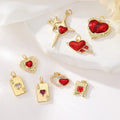 Brass 14K Plated Gold Zircon Enamel Heart Star Charm Playing Card a Pendant DIY Bracelet and Necklace Jewelry Making Accessories