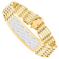 Men's 14K Yellow Gold Five-Row Princess Cut Diamond Invisible Setting VS Clarity 12-Month Warranty Luxurious Diamond Bangle
