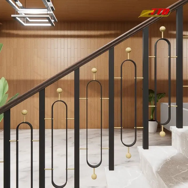 High-End Wrought Iron Stair Rails for Modern Villa Interiors with 1 Year Warranty Designed to Enhance Safety and Aesthetic