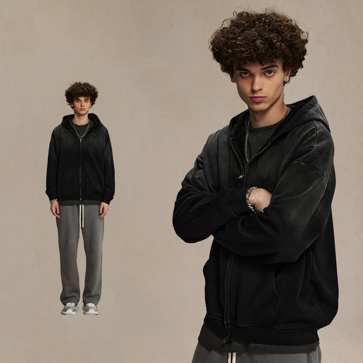New Arrival Sports Vintage Plain Custom Zip up 58% Cotton 42% Polyester Breathable Heavyweight Unisex Hoodies Men