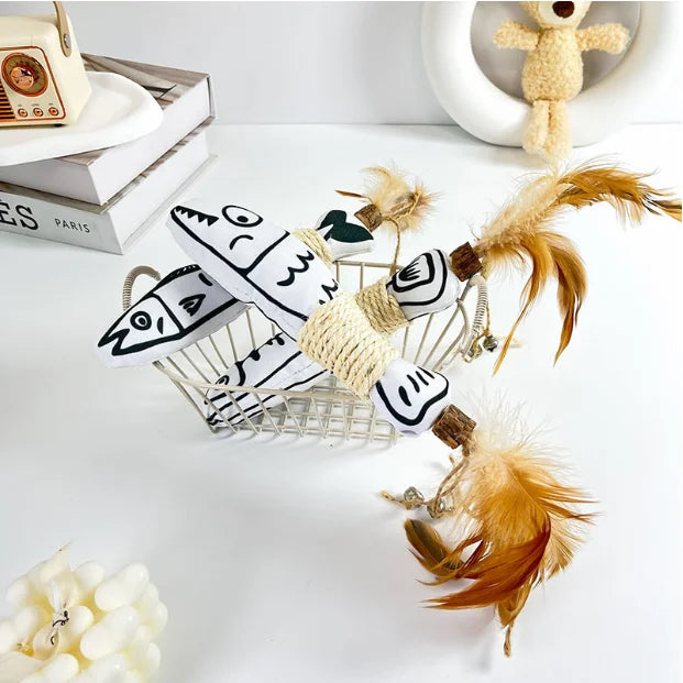Modern Eco-Friendly Cat Toys Cute Canvas Fish Sisal Rope Wood Tin Tin Polygonum Teeth Cleaning Boredom Relieving Classic Simple