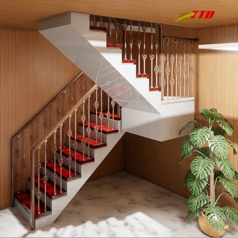 Ornamental Wrought Iron Stair Railing Ideas for Villa-Modern Design Adds Luxurious Touch Indoor Spaces Durable Artistic Metal