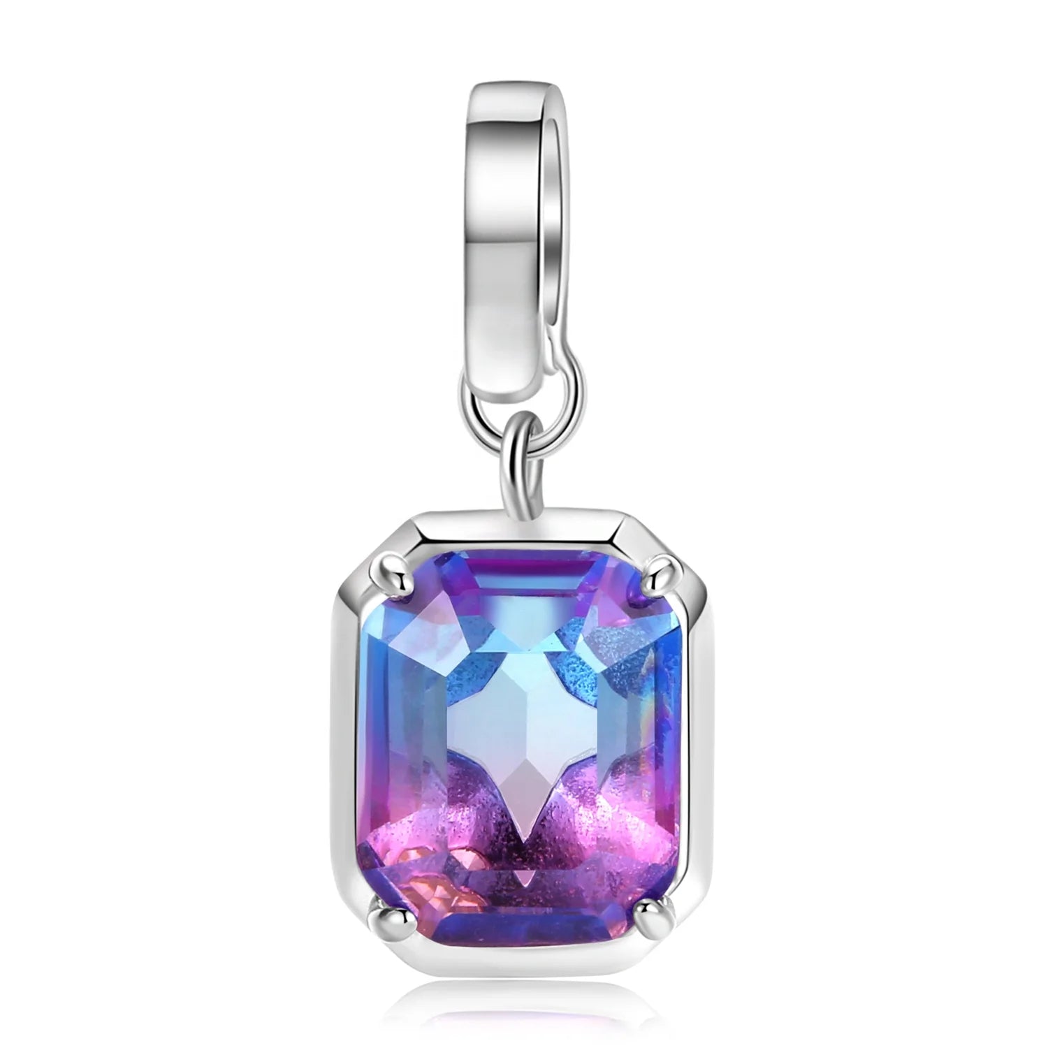 Luxury Zirconia Geometric Pendant Authentic 925 Sterling Silver Beads Fit Original Snake Charm Bracelet Women Necklace Jewelry