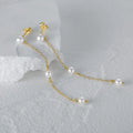 CANNER New Earrings Jewelry S925 Sterling Silver Pearl Long Tassel Chain Drop Earrings Minimalist Pearl Stud Earrings for Women