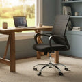 Ergonomic Mesh Office Chair Modern Black Executive Mid Back Computer Desk Chair with Lumbar Support and Armrests for Home Office