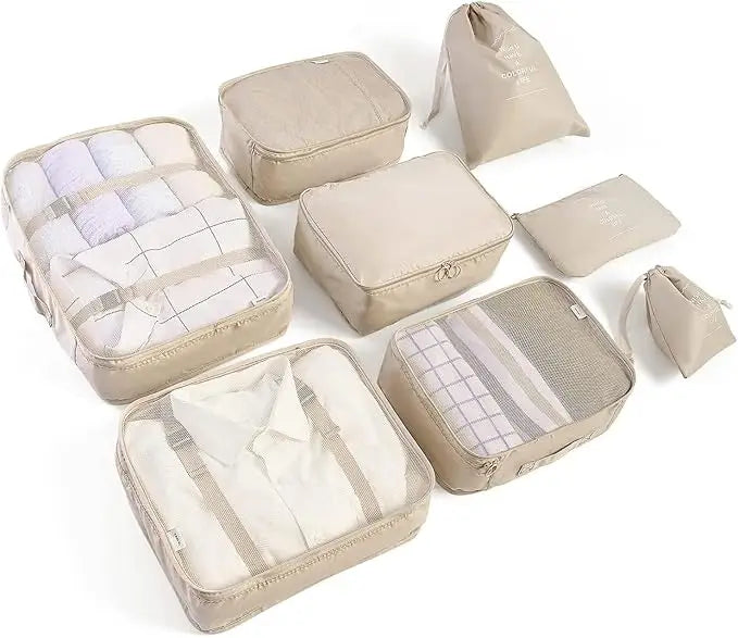 Hot Sales Polyester Travel Organizer Bag Set Luggage Packing Cubes with Zipper Closure Shoes Clothes Collection Drawstring Bag