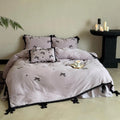 High Grade 4 Piece Cotton Bedding Set Purple Coverlets Embroidery Home Textiles Bedding Set Supplier MegaBDM