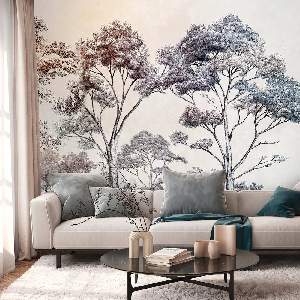 Germany Made Floral Photo Wallpaper Murals Sound-Absorbing Non Woven Vinyl Wall Mural Cream Blue Orange Living Room Hospital