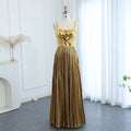 Jancember SZ064 Elegant Golden Square Collar Evening A-line Gowns Dresses