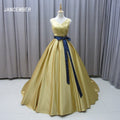 For Jancember MZ0030 Golden Evening Party Gowns Dresses Beautiful Ruched Belt Natural Waistline Anti-Static Pleats Ruffles