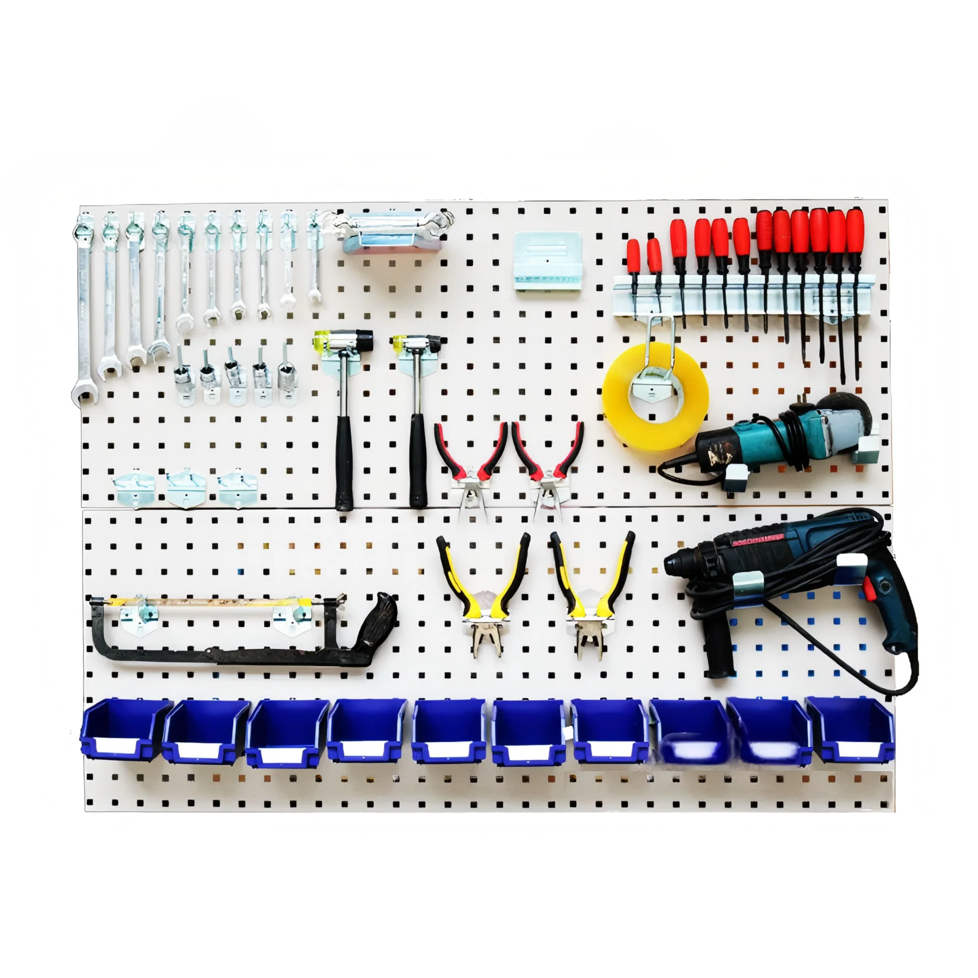 600*400mm0.8mm Car Garage Square Hole Pegboard Cold Rolled Steel Wall Mounted Tool Storage Hanging Board
