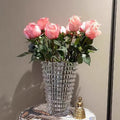 France Design Crystal Glass Vase Large Size Shinning Cylinder Square Pattern for Wedding Home Hotel Decoration Tabletop Bottle