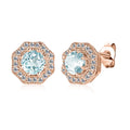 Boucle D'oreille Tendance 2022 Natural Gemstone Blue Topaz Jewelry 925 Sterling Silver Hexagon Stud Earrings Destiny Jewellery