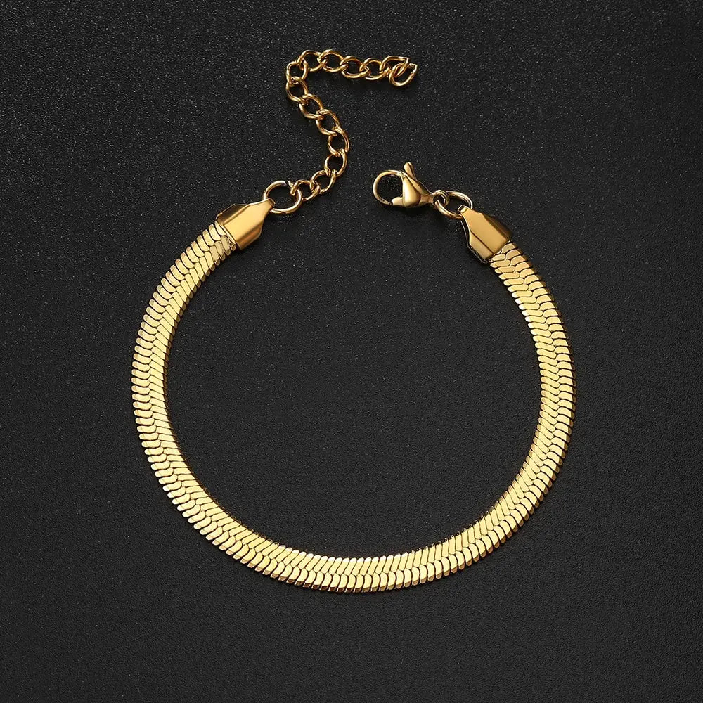 Men's Bangles Homme Gold Plated Stainless Steel Snake Bracelet Couple Bracelets for Valentines Gift Jewelry