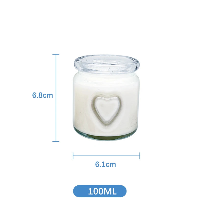 100ml 120ml 150ml Heart Shaped Pattern Containers Glass Pudding Bottles With Lids  Milk Sauce Yogurt Pudding Glass Jar
