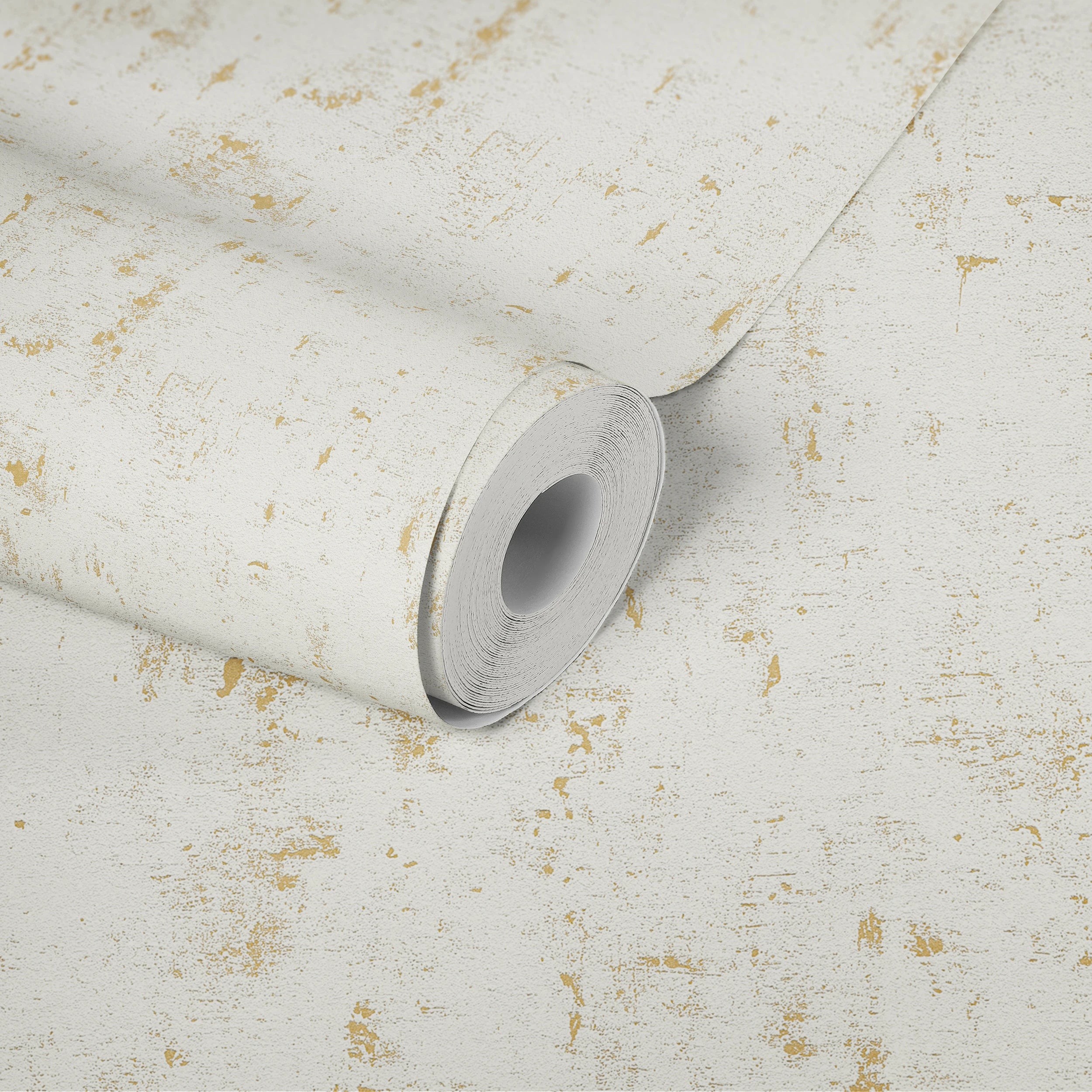 Made Germany-Damask Wallpaper Rolls Modern White Gold Non Woven Vinyl Concrete Metallic Effect Sound-Absorbing Household Use