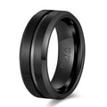 POYA Jewelry 8mm Tungsten Carbide Wedding Band Ring Black Plated Beveled Vintage Style Engagement Gift