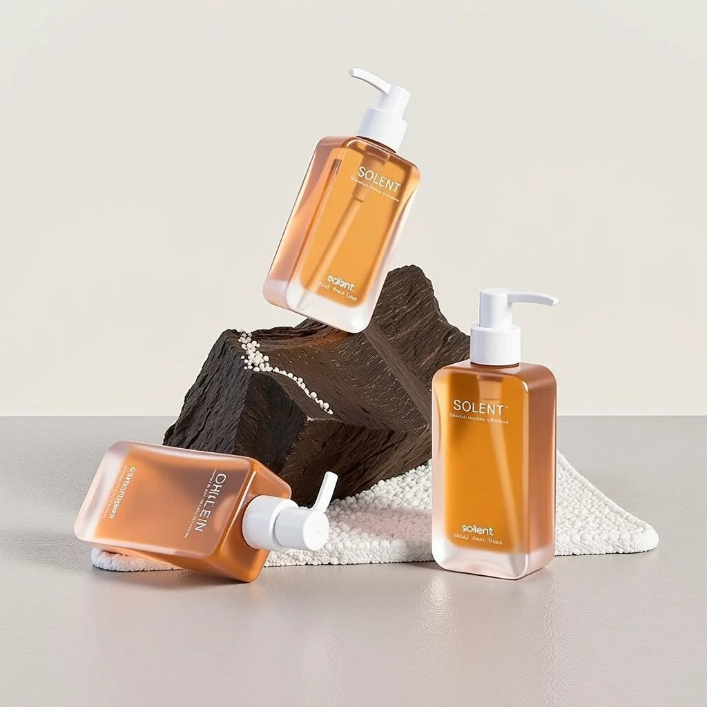 Solent Empty Hand Sanitizer Bottle 150ML Flat Shape Clear Glass Hand Soap Wash Custom Color Makeup Remover Bottle