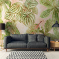 Germany Made Modern Jungle Green Pink Non Woven Vinyl Wall Mural Palm Trees Hospital Mall Large Format 0.53x20.10m Bulk Pack