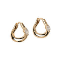 LOZRUNVE 925 Sterling Silver 18k Gold Plated Sapphire Wave Marquise Solitaire Huggie Hoop Earring