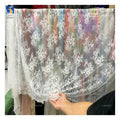 YX1117 300*150CM Wholesale Cheap Suitable Curtain Fabrics Fabric 2026 Flowers Embroidery White Lace Fabric Textile Lightweight