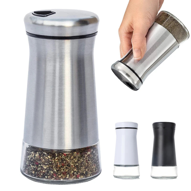 Stainless Steel Storage Jar Glass Kitchen Accessories for Salt Pepper Herb Sugar Seasoning Shaker