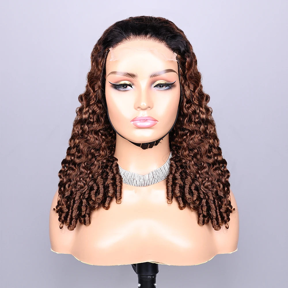 5x5 T1B-4# Eurasian Curl Wig Lace Front Human Hair Wig New Arrival Curly  Lace Frontal Human Hair Wig
