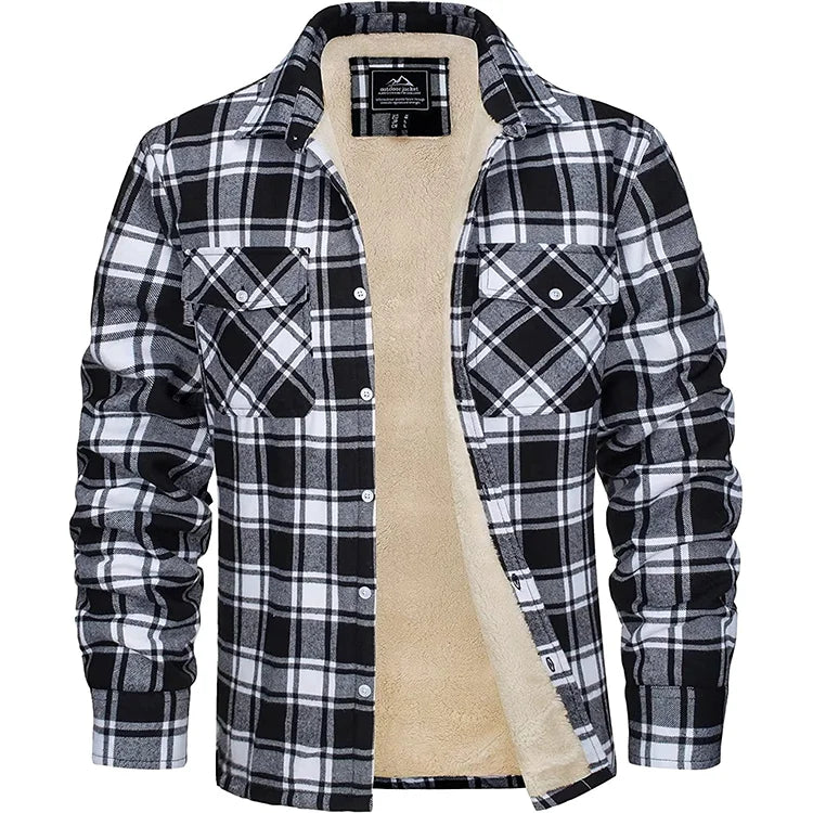 Custom Plaid Jackets Winter Long Sleeve Cotton Coats for Men Windproof Casual Shirts Jackets