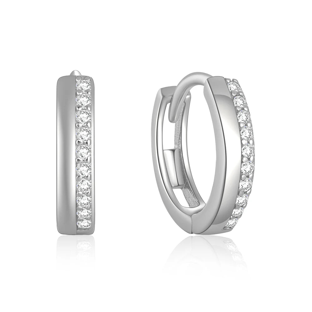 CANNER Trendy S925 Silver 18K Gold Plated CZ Zircon Earrings Fine Jewelry 9mm Ear Buckle Huggie Earrings for Women Wholesale