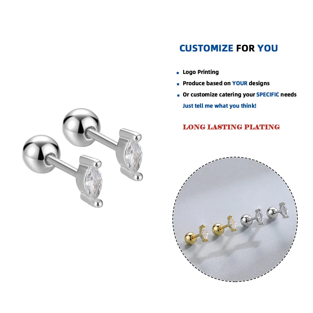 LE176 925 Sterling Silver Zircon Stud Earring for Women Exquisite Single Piercing Cartilage Flower Earrings Jewelry