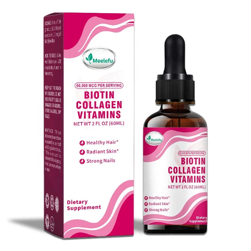 OEM/ODM Liquid Biotin & Collagen 60000 Mcg - Vitamins for Hair Growth Support - Extra Strength Drops for Women & Men