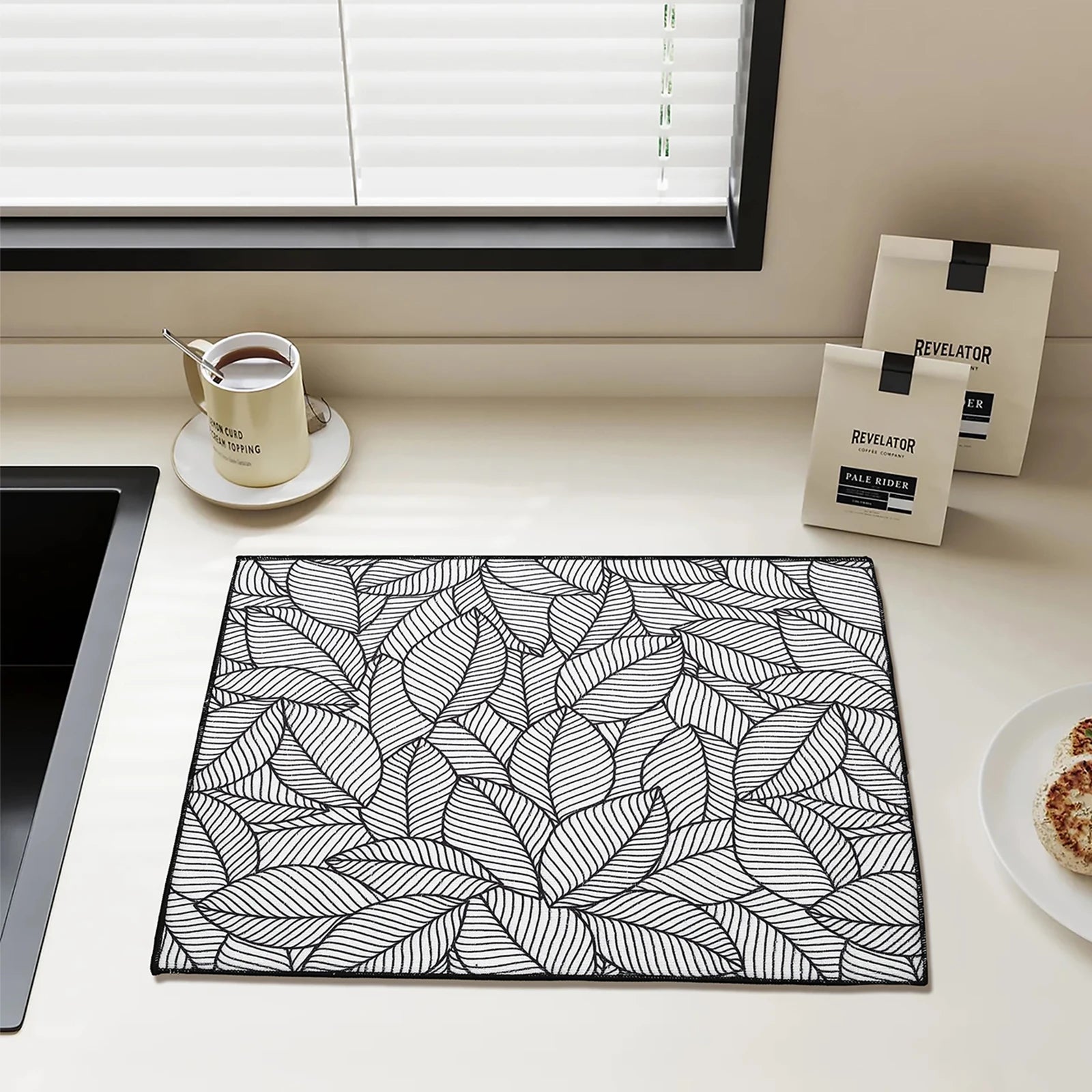 Tabletex Large Dish Drying Mat for Kitchen Microfiber Printed 100% Polyester Dish Drying Mat