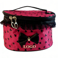 Trendy Pink Bow Knot Cosmetic Bag Love Bow Large Capacity Makeup Bag Portable Zippered Closure with Mirror Stylish Nylon Case