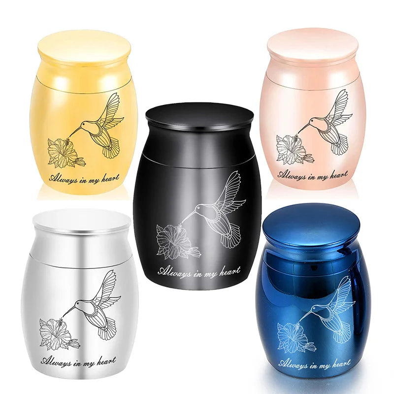 Metal Pet Memorial Urn with Heart Engraving Airtight Pet Ashes Holder Waterproof for Indoor Outdoor Use