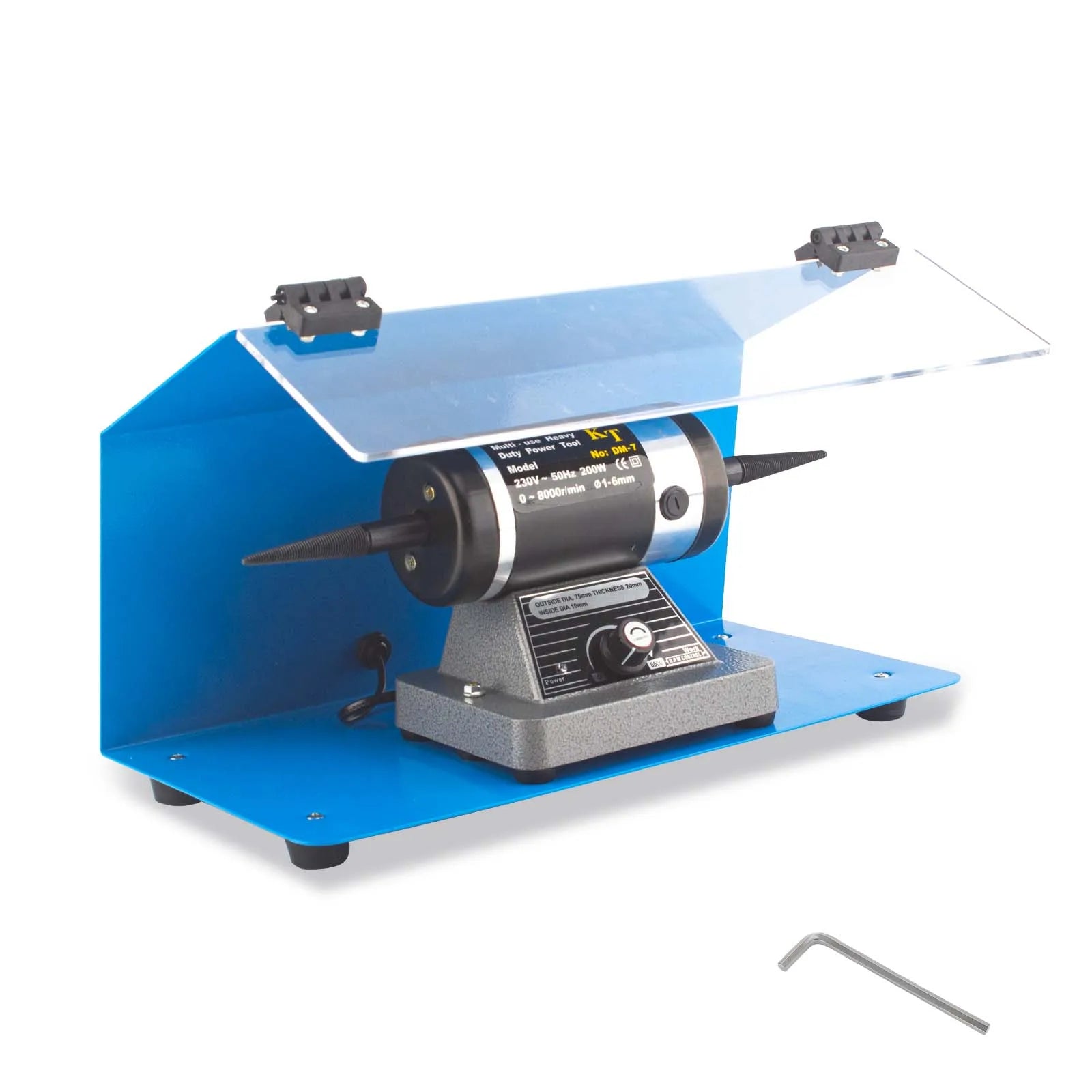 Boasta DM-7 Benchtop Polishing Machine with Dust Shield 200W Variable Speed 0-8000rpm for Jewelry Metal Buffing and Finishing