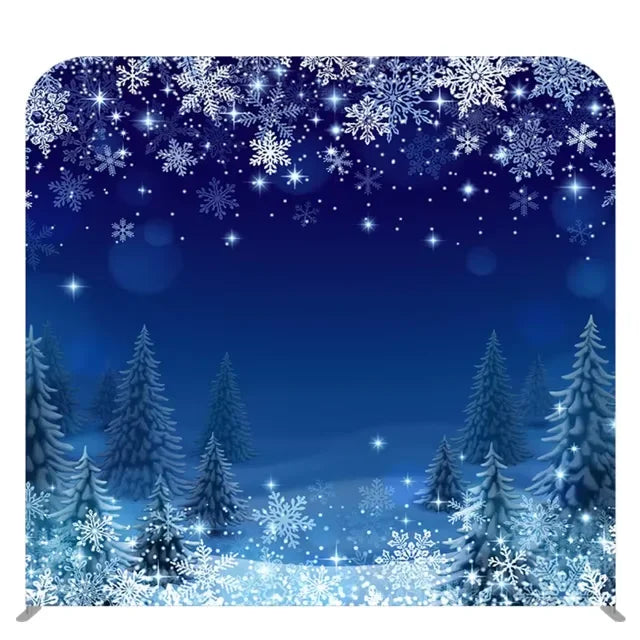 Custom Printed 8x8ft Winter Snow Night Pillowcase Tension Fabric Wall Display Stand Cover Photo Booth Backdrop
