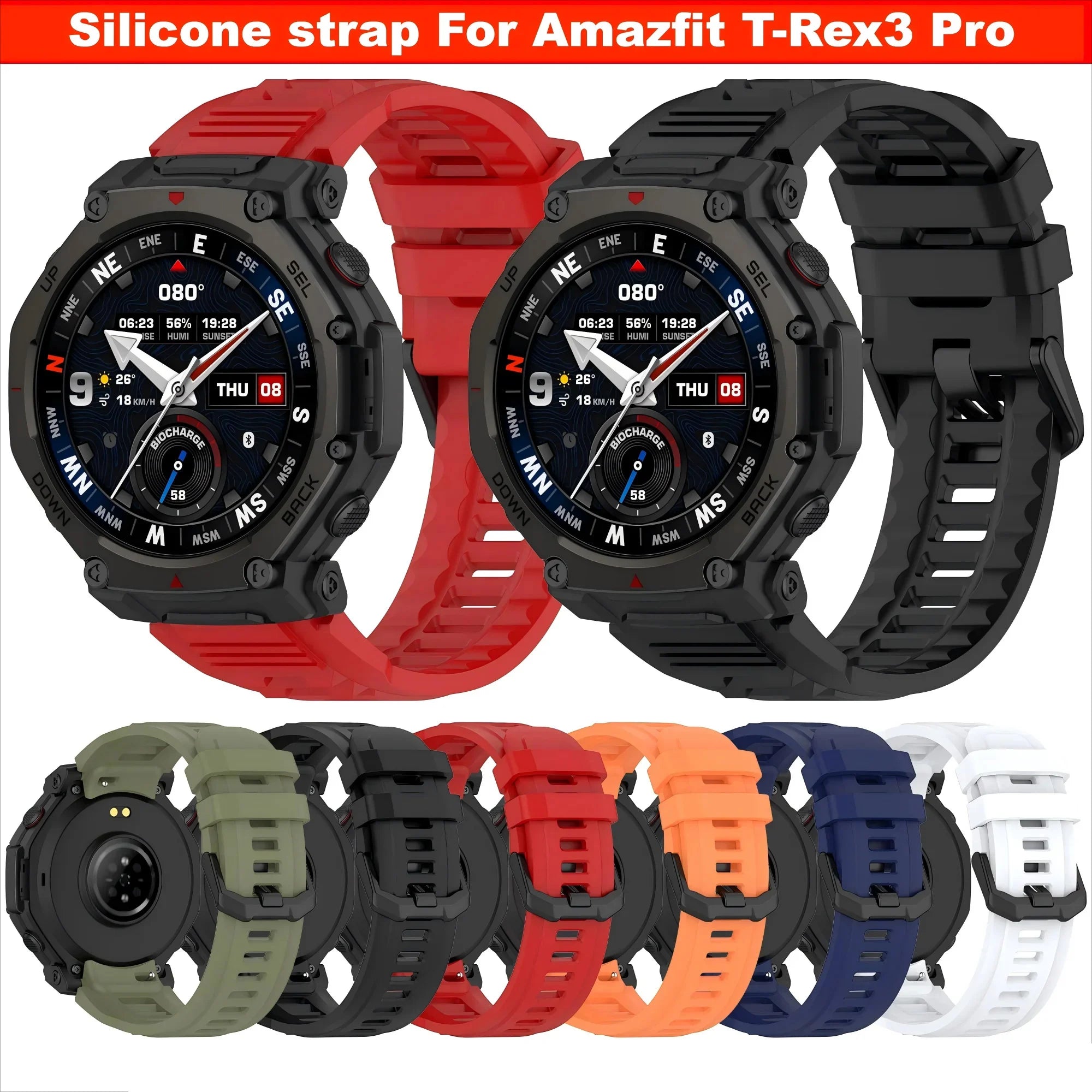 Original Silicone Watch Band for Amazfit T-REX3 Pro 48mm Soft Rubber Official Watch Strap for Amazfit T-rex3 Pro Sport Bracelet